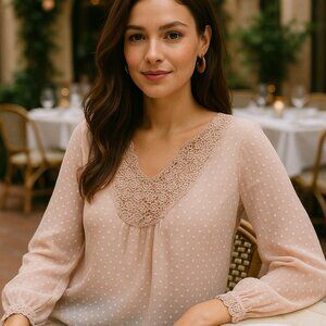 Daniel Rain Sheer Pink Blouse Size Small